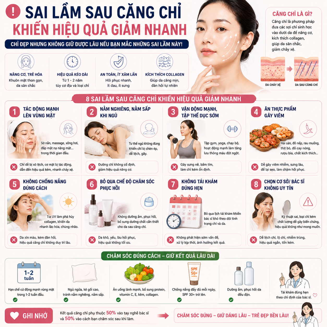 6 Sai lầm sau căng chỉ khiến hiệu quả giảm nhanh
