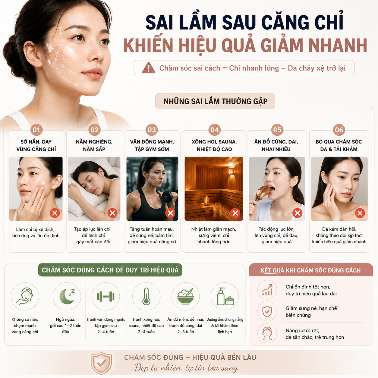 6 Sai lầm sau căng chỉ khiến hiệu quả giảm nhanh