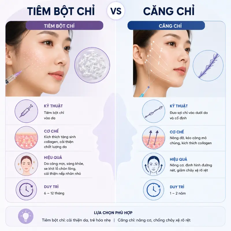 Tiêm Bột Chỉ Có Khác Gì So Với Căng Chỉ